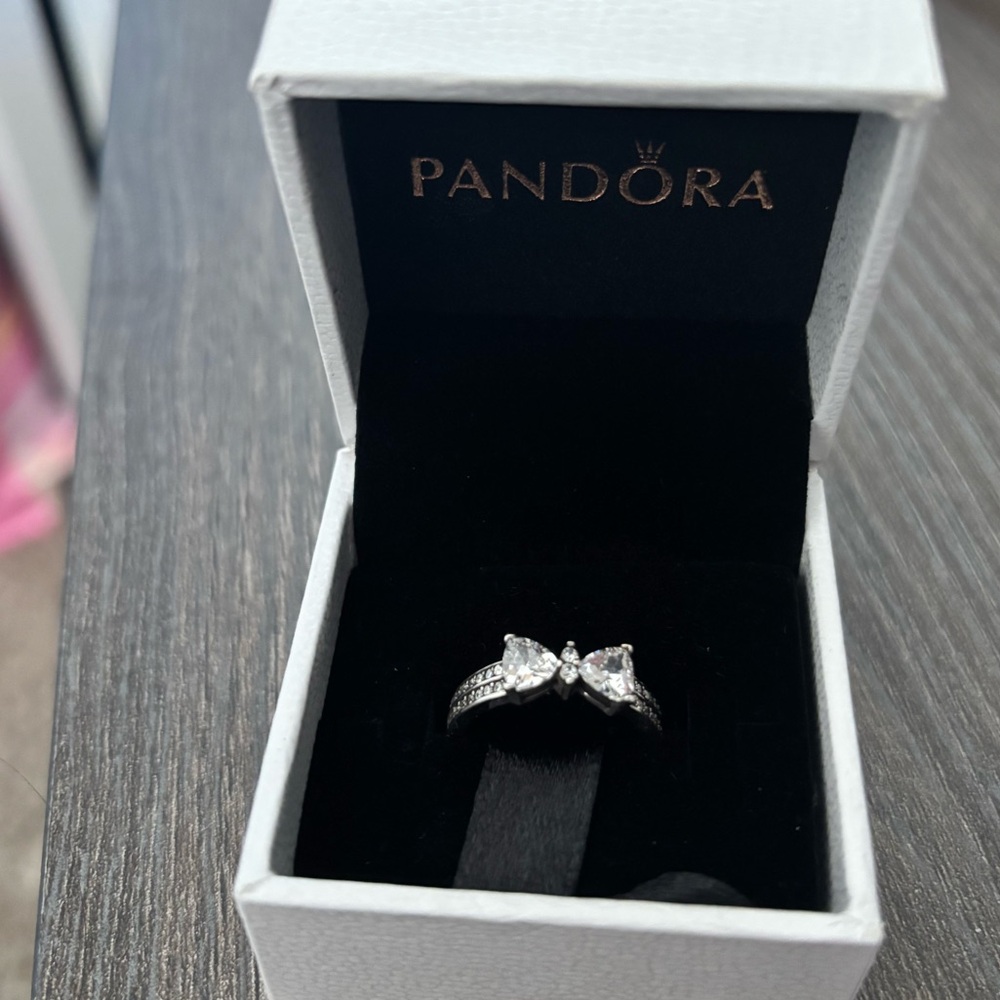 SOLD NEW Pandora Sparkling Bow Double-row silver bow original box in size 6